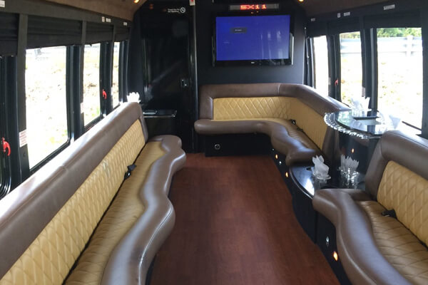 Charter bus with bar