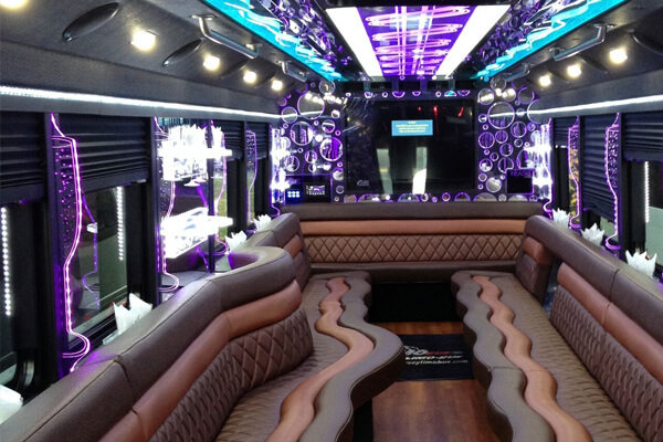 Party bus Philadelphia with neon lights