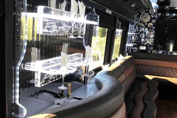 Party bus rentals with excellent bar area