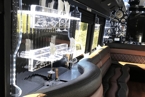 Party bus rentals Allentown with extraordinary bar area