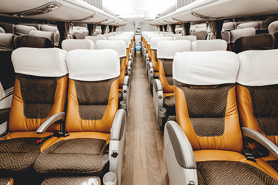 Luxury charter bus interior